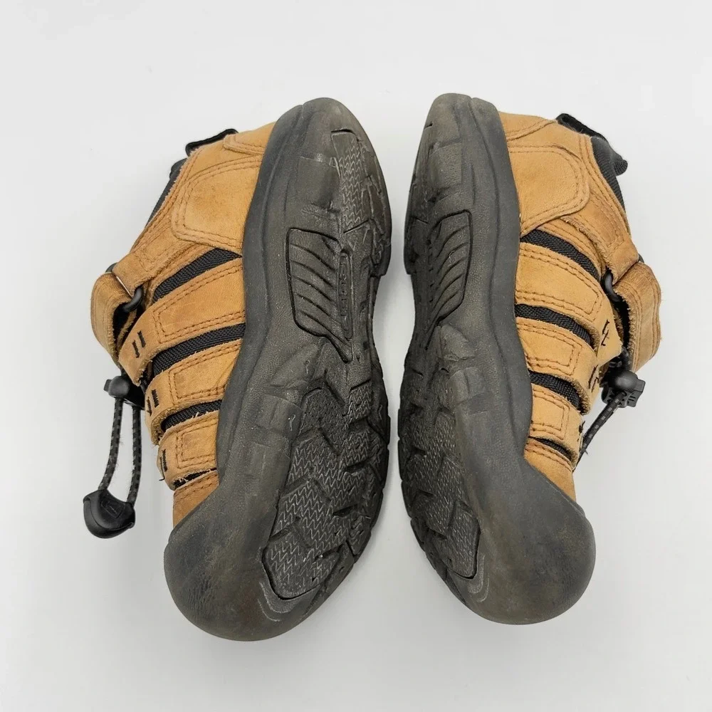 Keen Newport H2 Kids Tan Black Leather Hybrid Hiking Sandals Shoes US 11